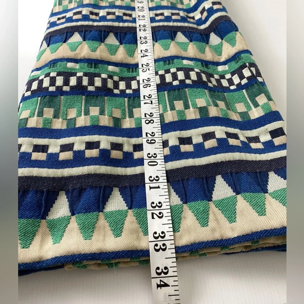 Gorman Women’s Shift Dress Blue Green Beige Aztec Short Puff Sleeve Size S 8 - Picture 12 of 12